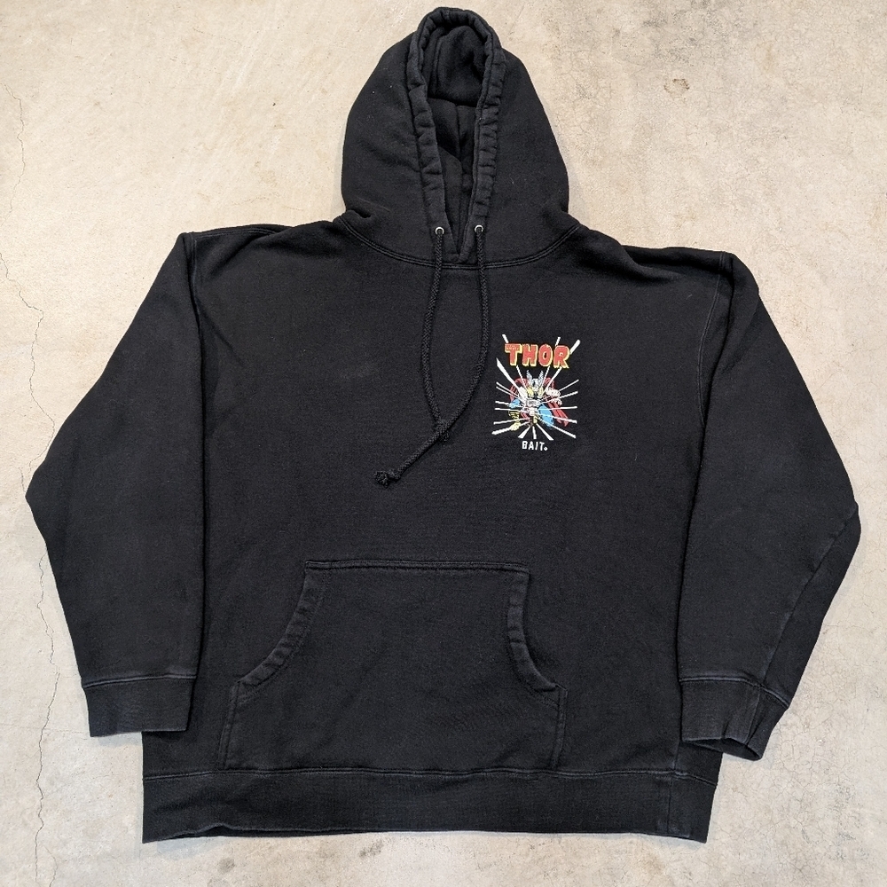 Marvel x Bait Thor Hoodie Retro Mens XL Black Grpahic Print